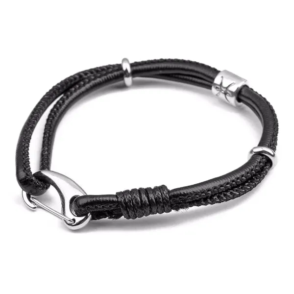 Classy Men Aquarius Zodiac Leather Bracelet