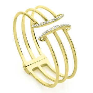 Corset Pavé Cuff 3 Bar - 18K Gold Vermeil   CZ Blanc