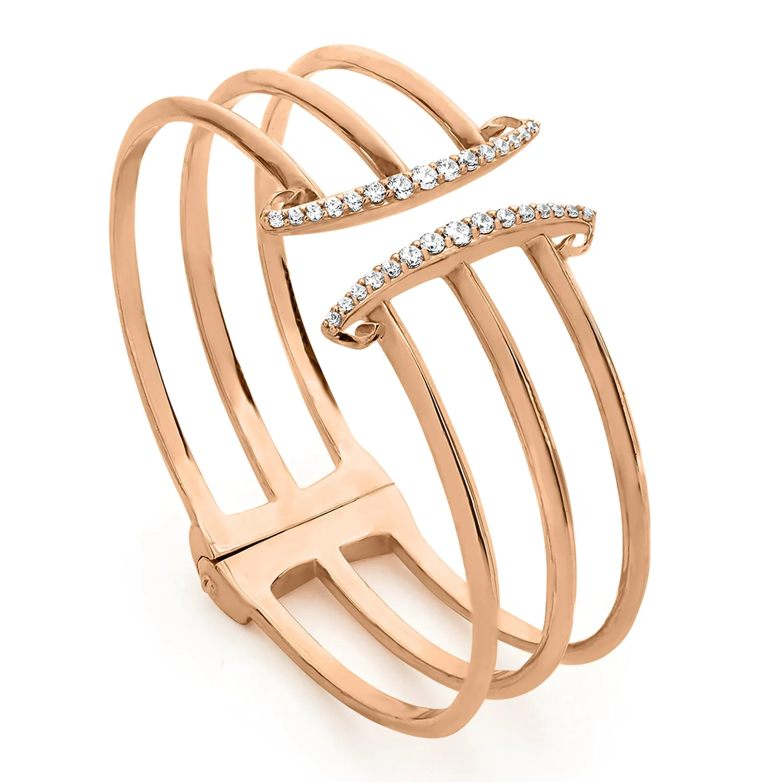 Corset Pavé Cuff 3 Bar - 18K Rose Gold Vermeil   CZ Blanc