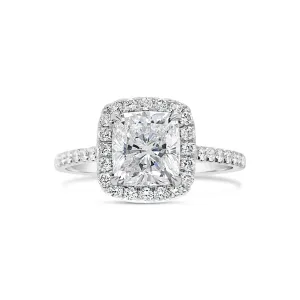 Cushion Halo Diamond Sleek Engagement Ring