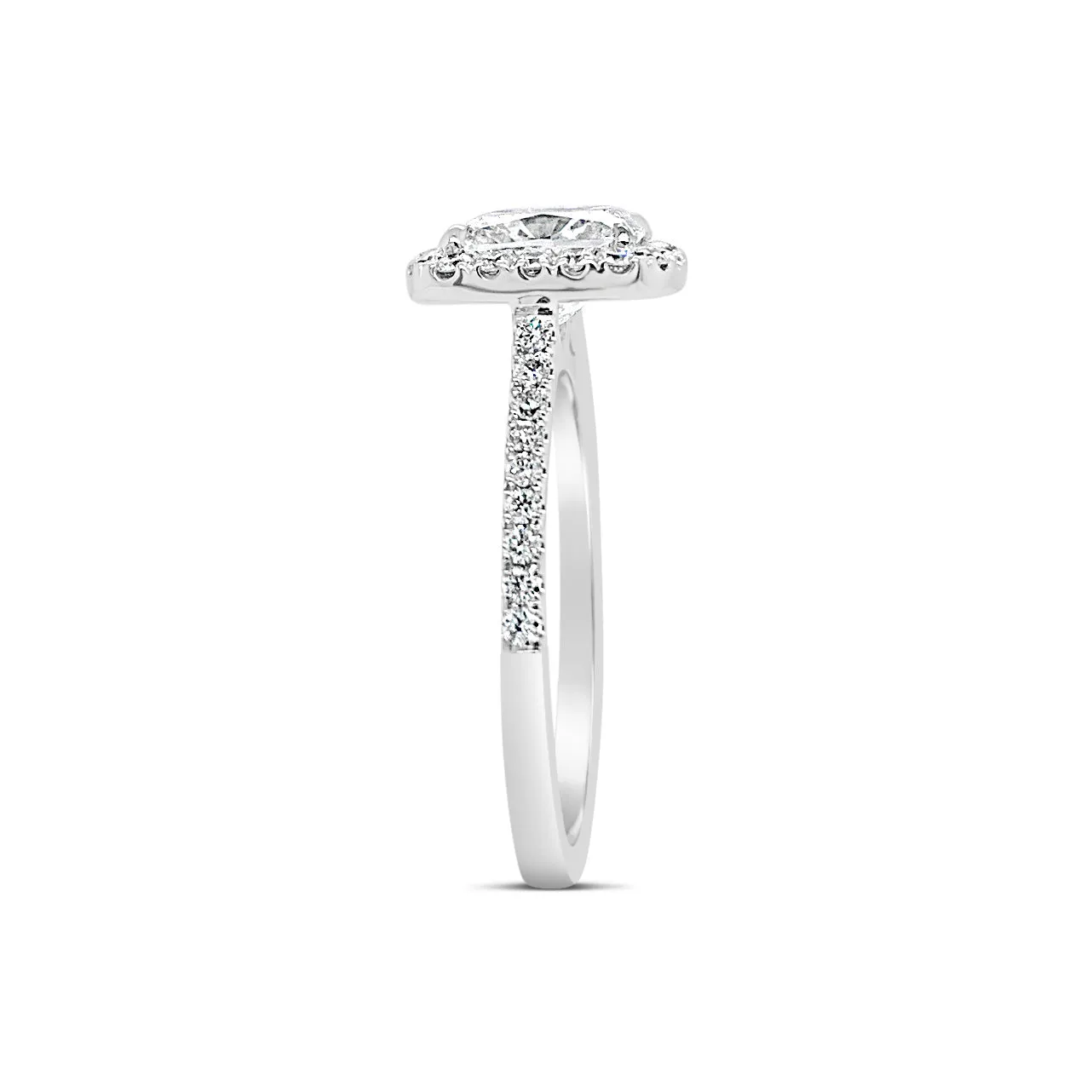 Cushion Halo Diamond Sleek Engagement Ring