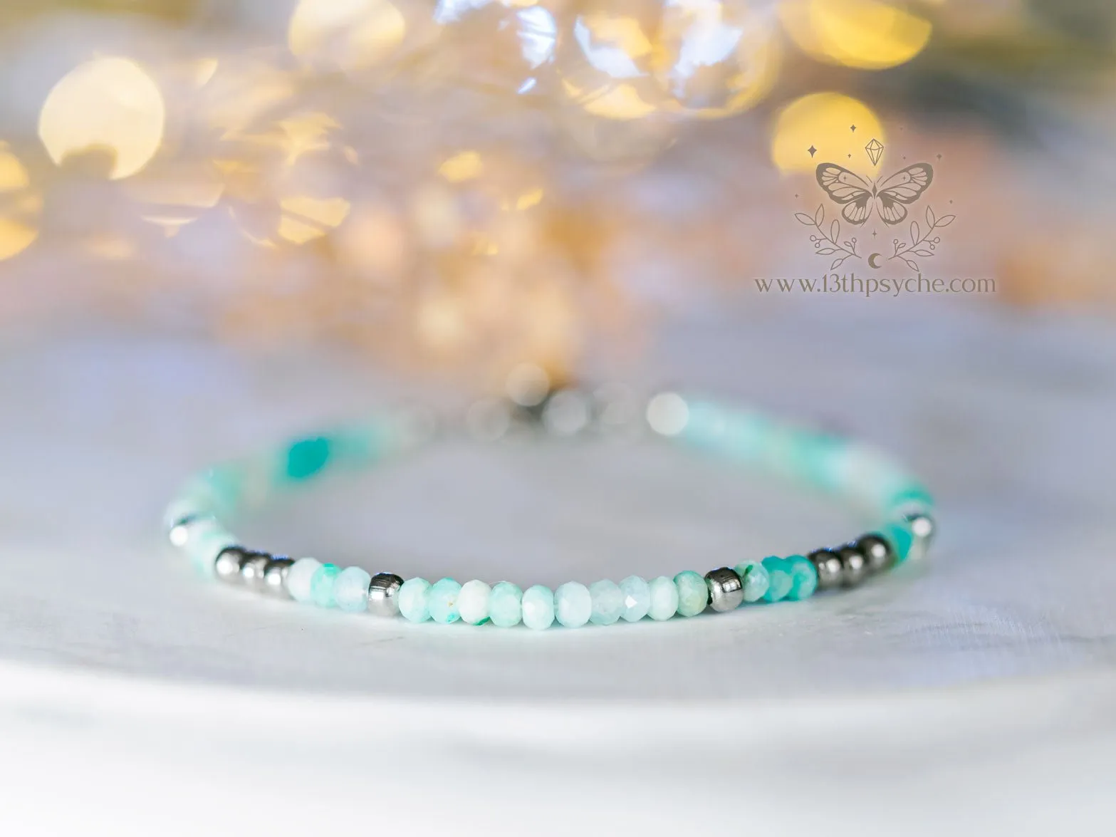 Dainty faceted Amazonite gemstone bracelet