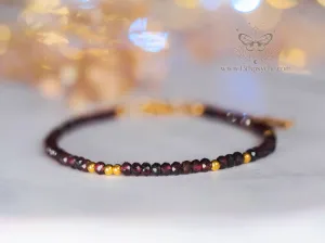 Dainty faceted garnet gemstone bracelet