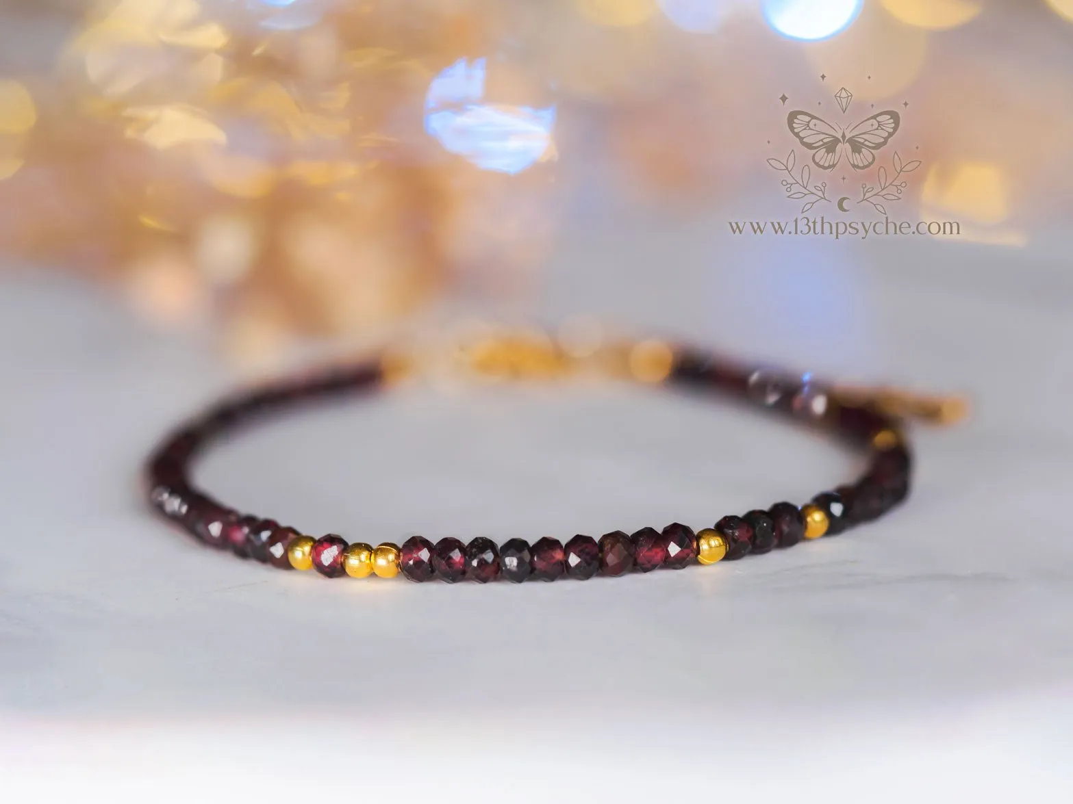 Dainty faceted garnet gemstone bracelet