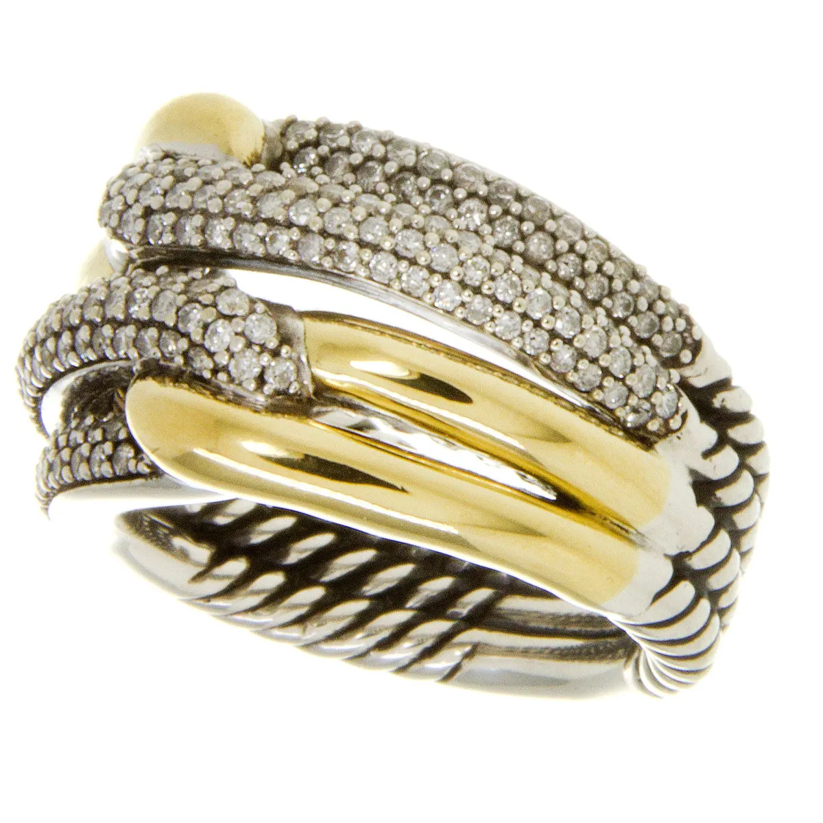 David Yurman Labyrinth Double Loop Ring with Diamonds