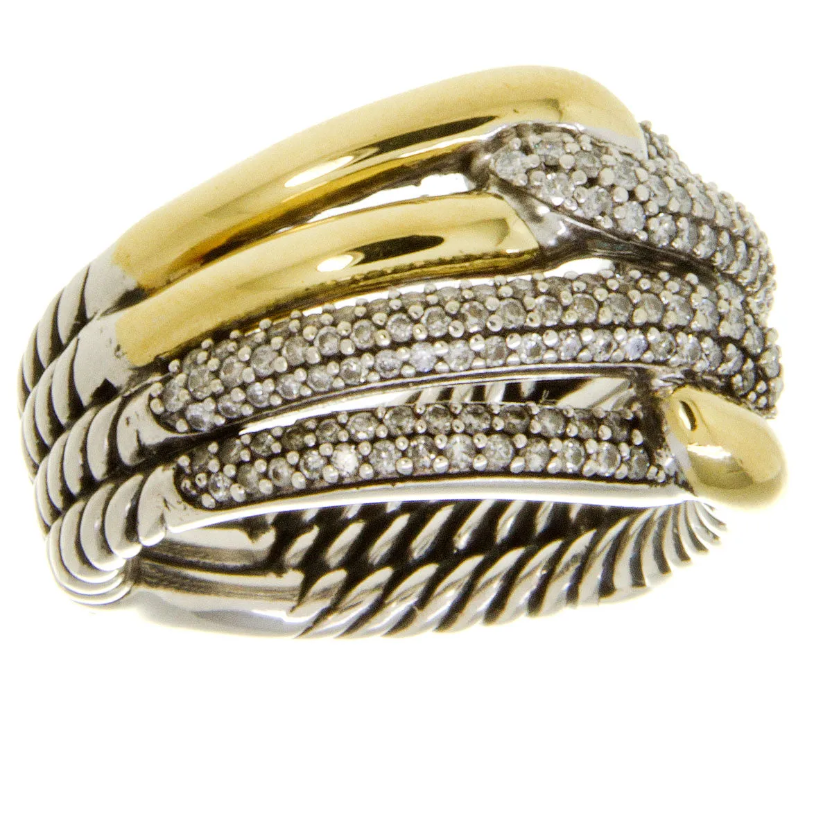 David Yurman Labyrinth Double Loop Ring with Diamonds