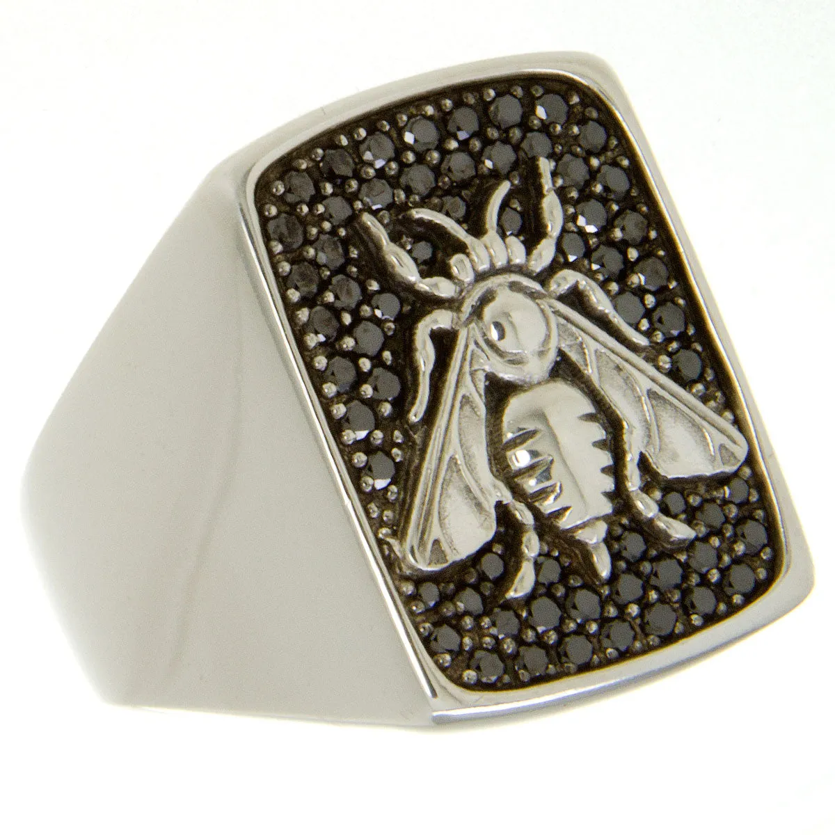 David Yurman Petrvs Bee Signet Ring with Black Diamonds