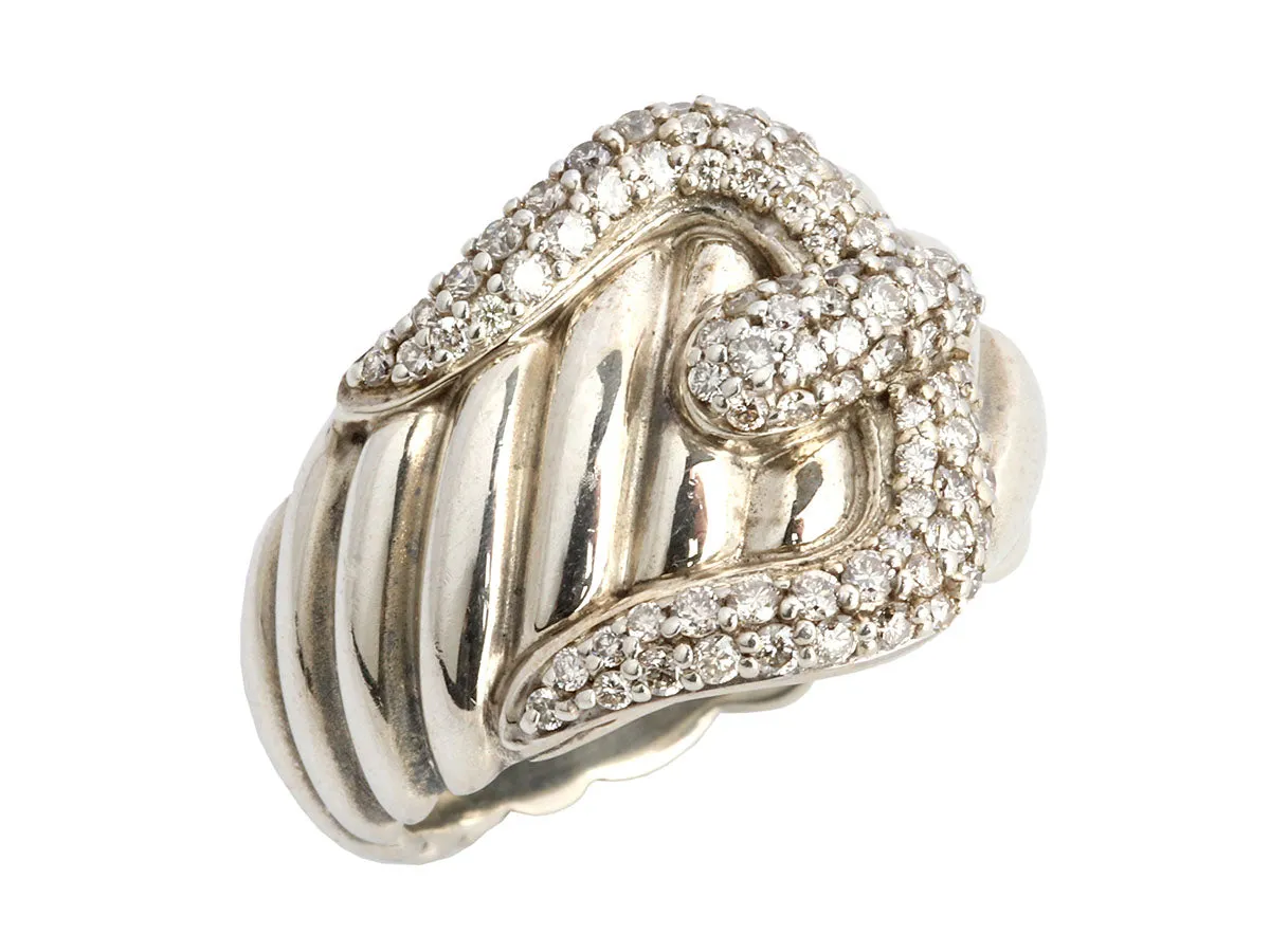 David Yurman Sterling Silver Diamond Buckle Ring