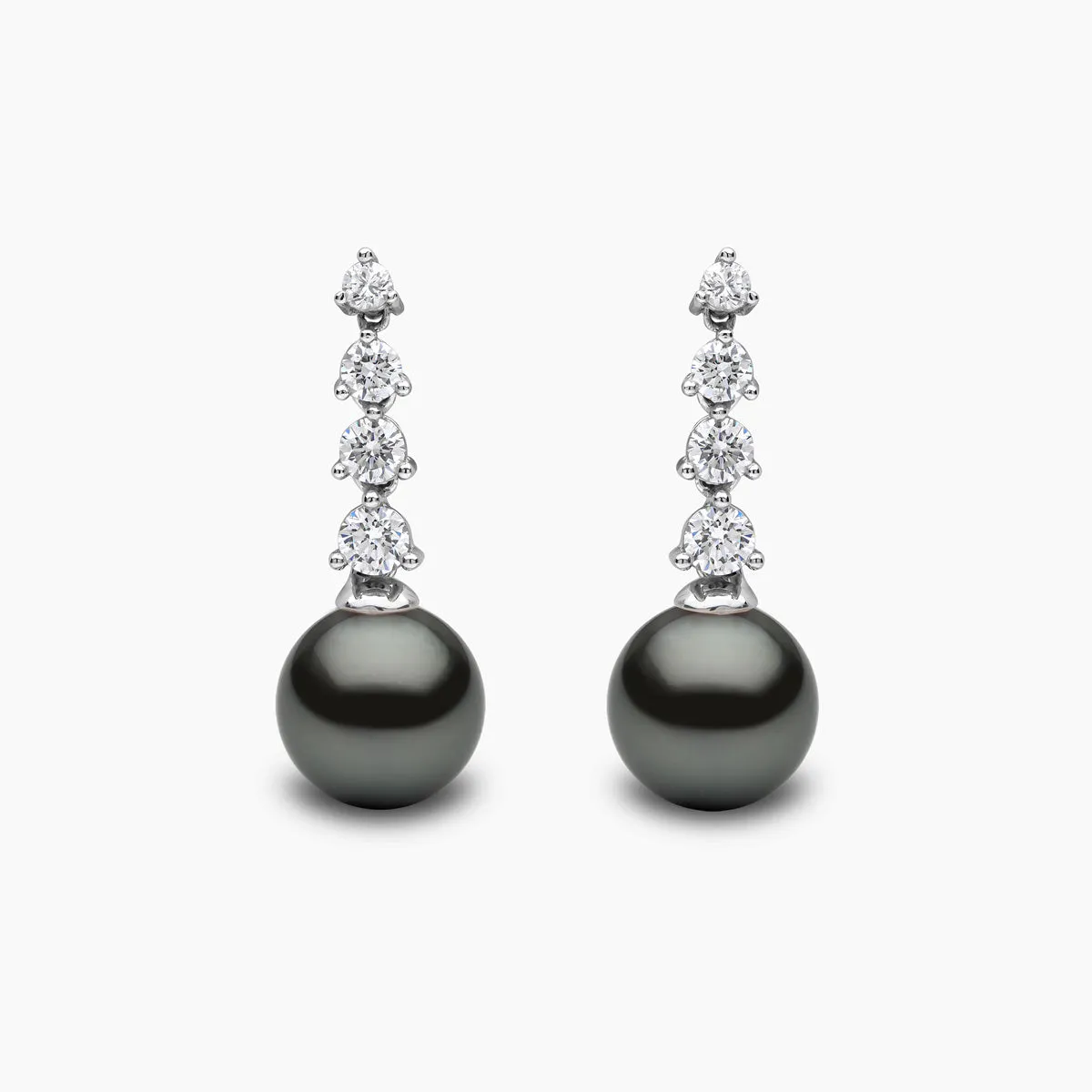 Diamond Classic 18K Gold Pearl Descending Diamond Earrings