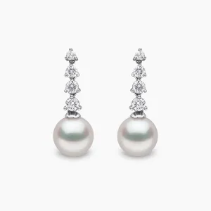 Diamond Classic 18K Gold Pearl Descending Diamond Earrings