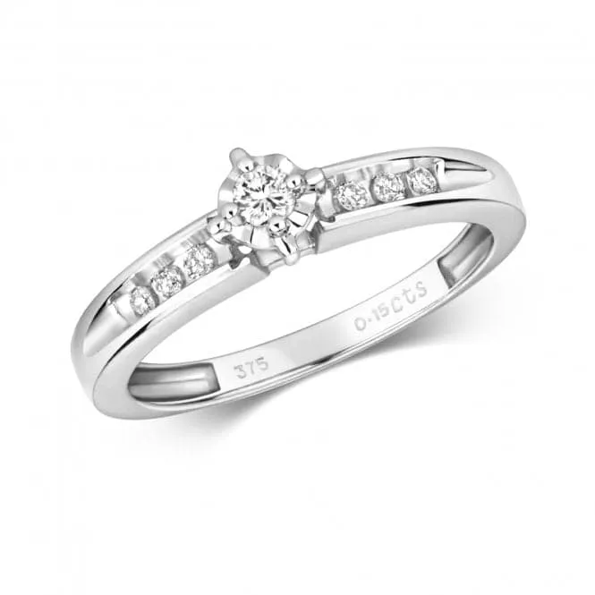 Diamond Jewellery 9k White Gold Ring with 0.16 Carat RD329W