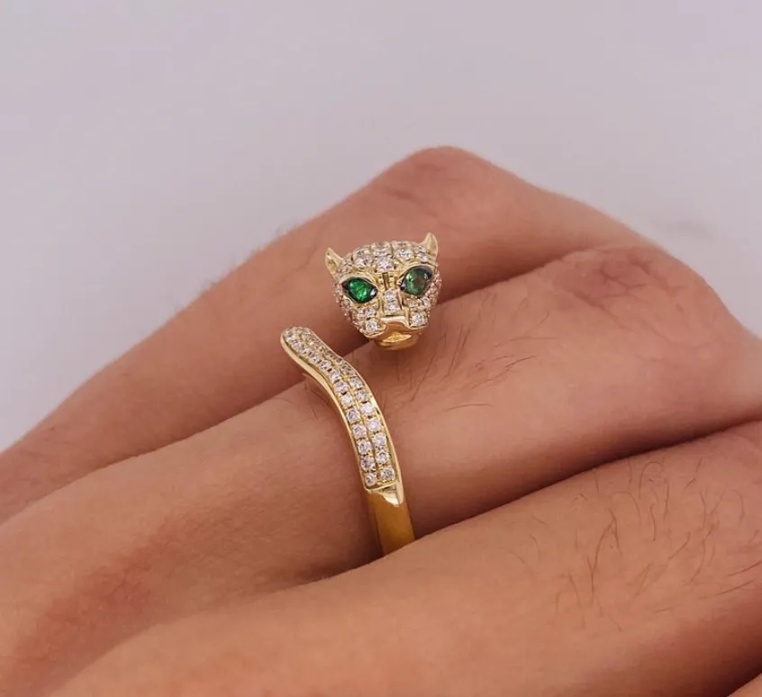 Diamond Panther Wrap Ring