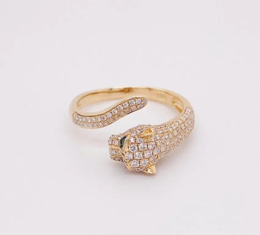 Diamond Panther Wrap Ring