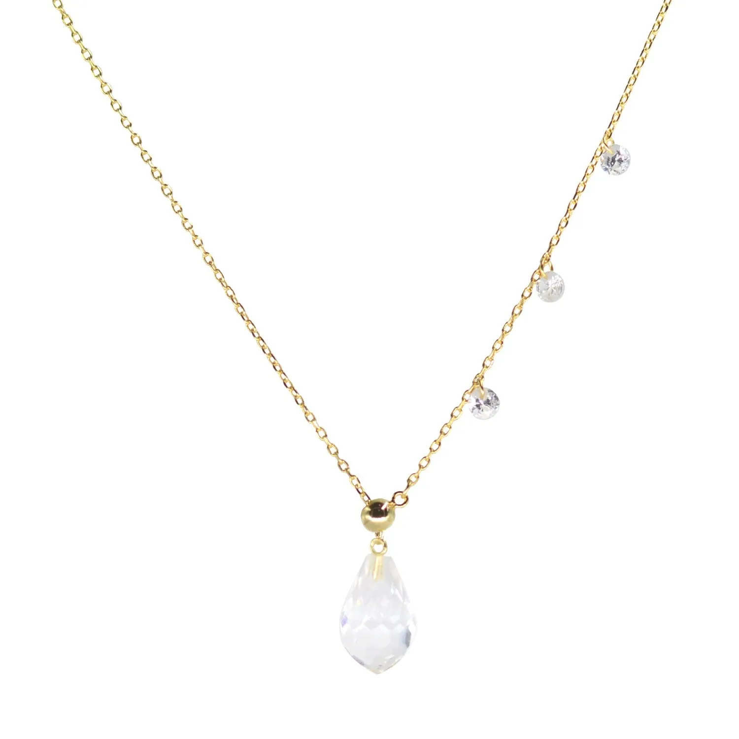 Double Slider Lariat Necklace with Crystal Drop