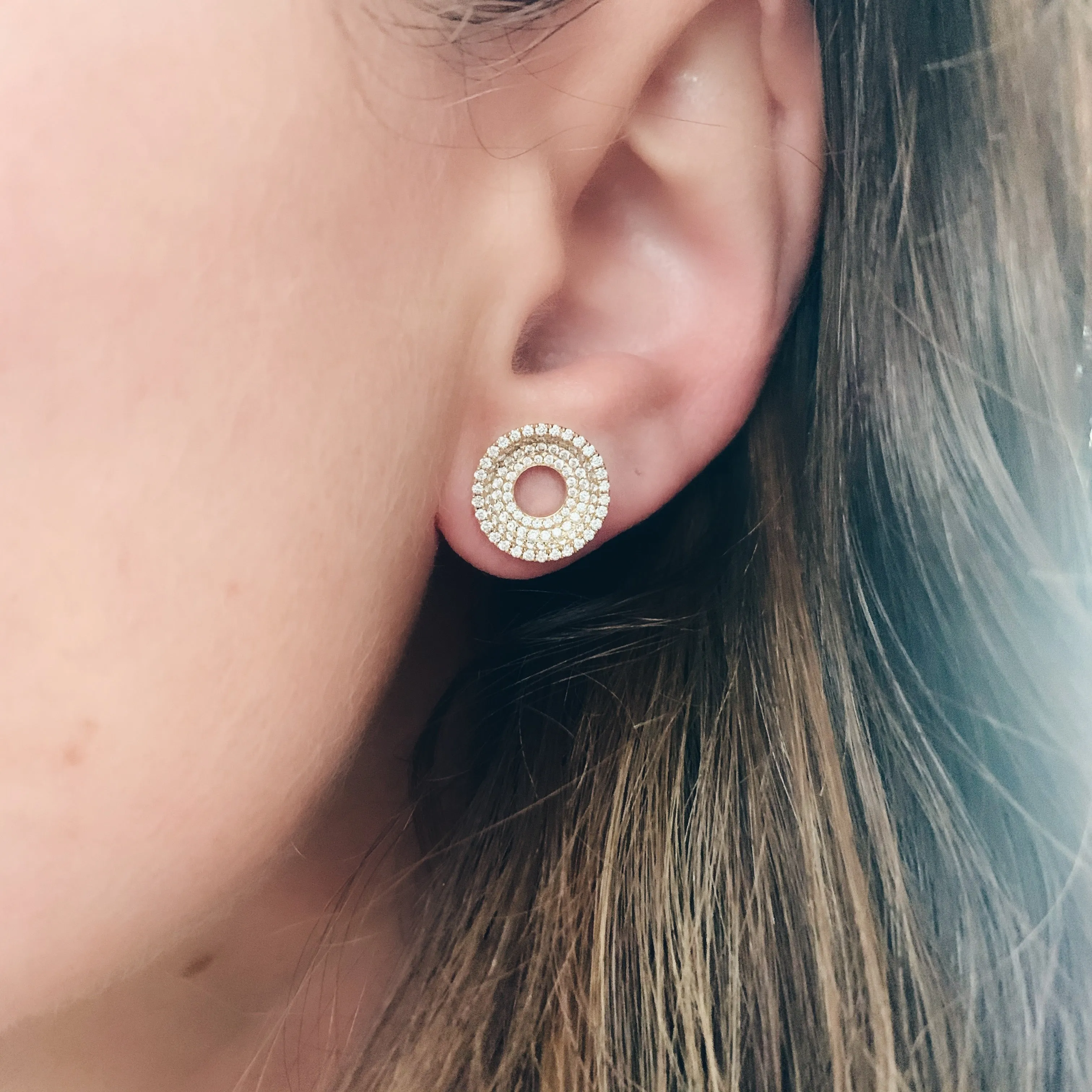 Drew Pave Diamond Concentric Circles Earrings