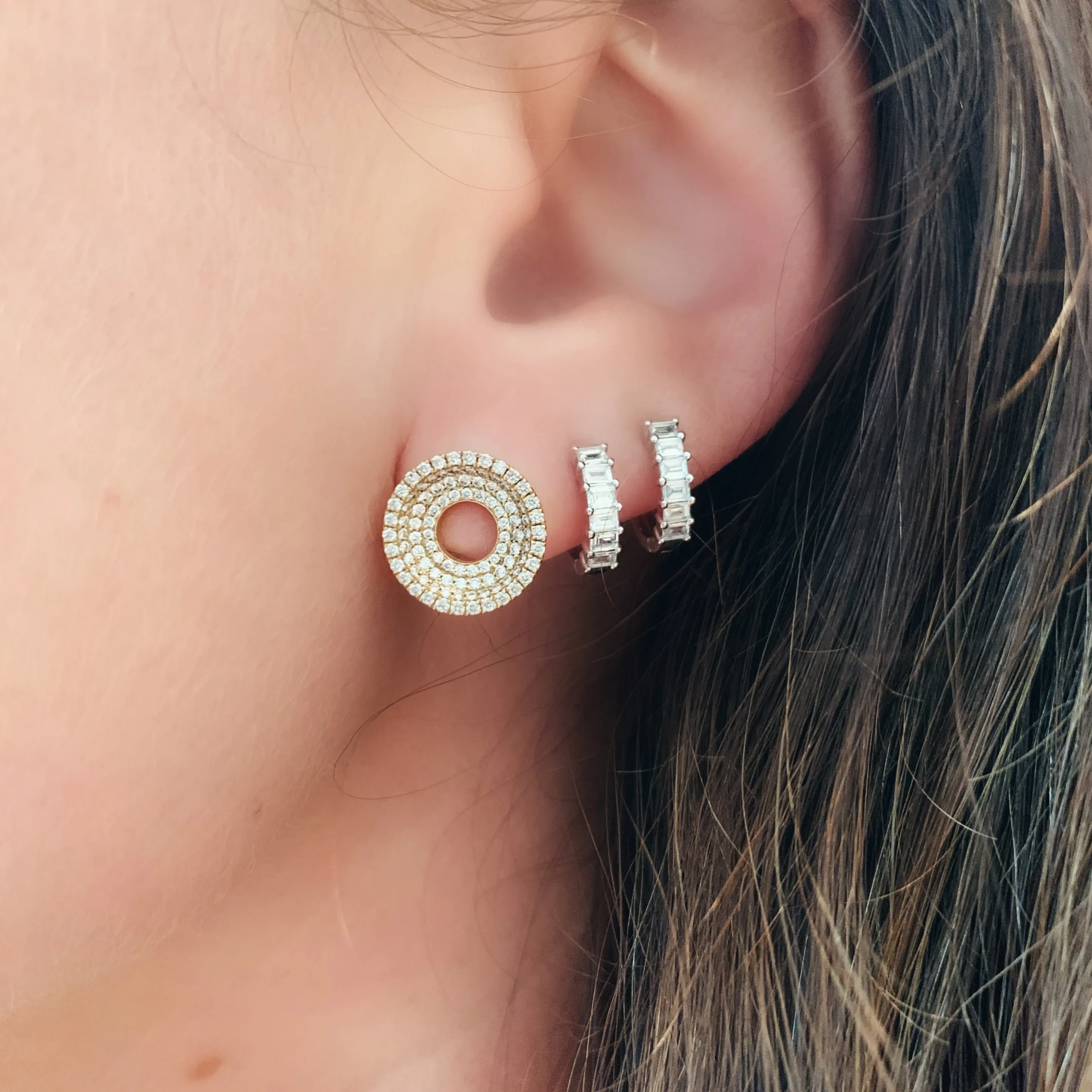 Drew Pave Diamond Concentric Circles Earrings