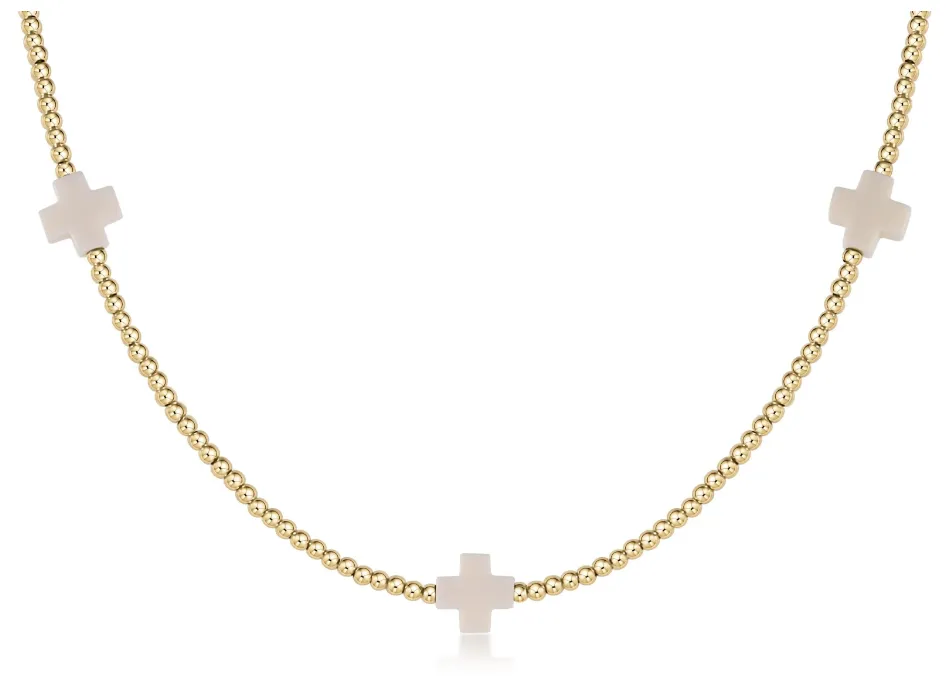 E Newton 15'' Classic 2mm Beaded Signature Cross Gold Pattern