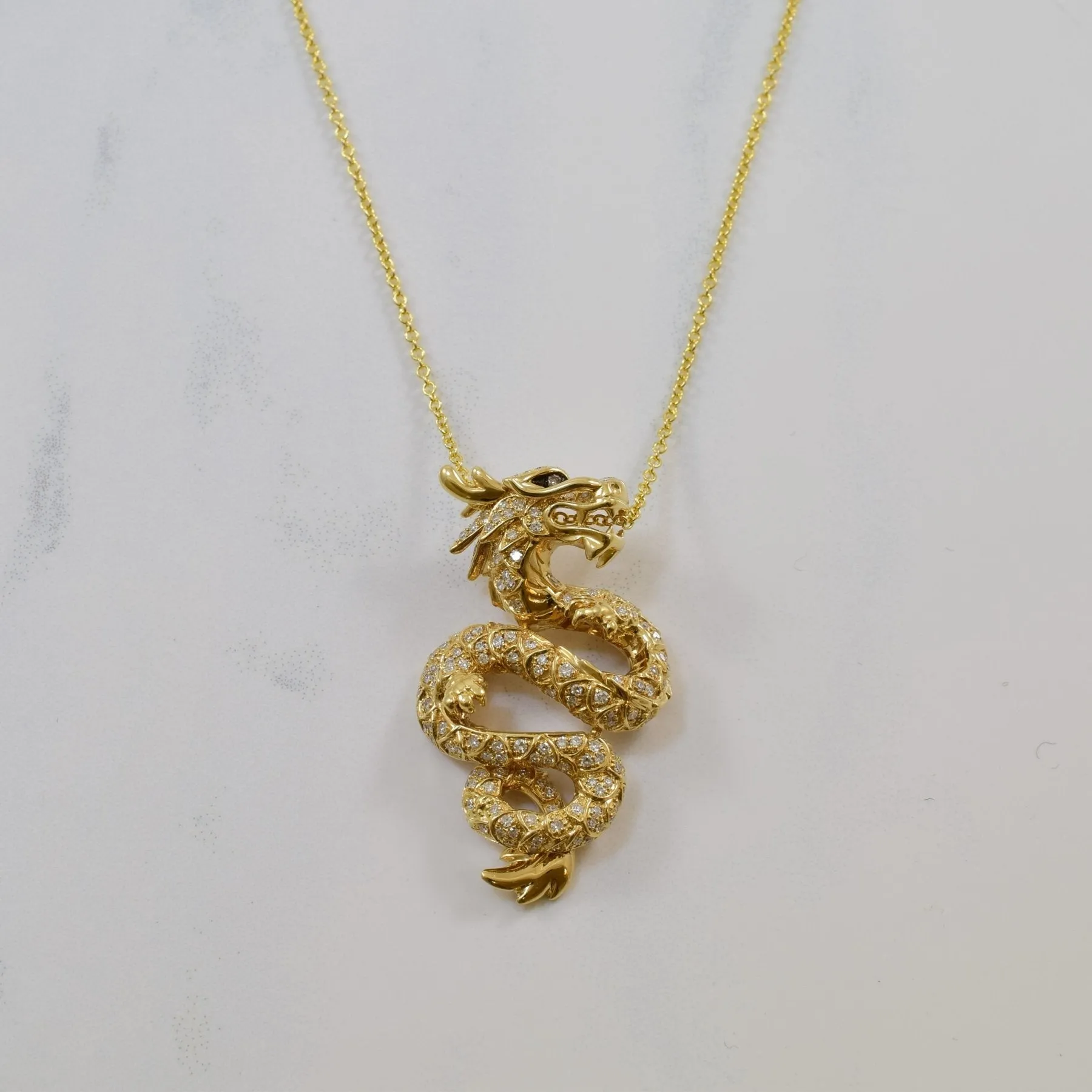 'Effy' Pave Diamond Dragon Necklace | 0.91ctw | 18" |