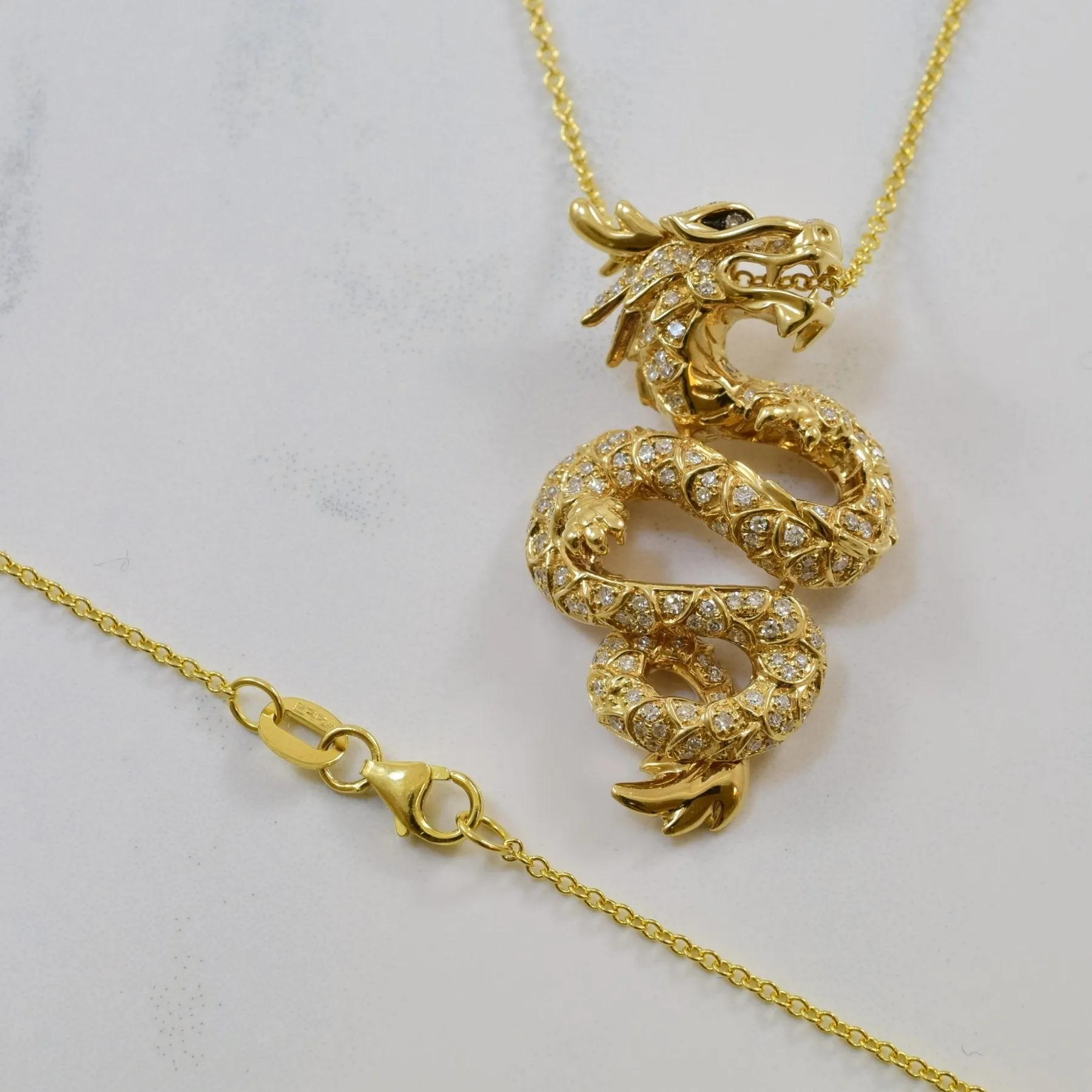 'Effy' Pave Diamond Dragon Necklace | 0.91ctw | 18" |