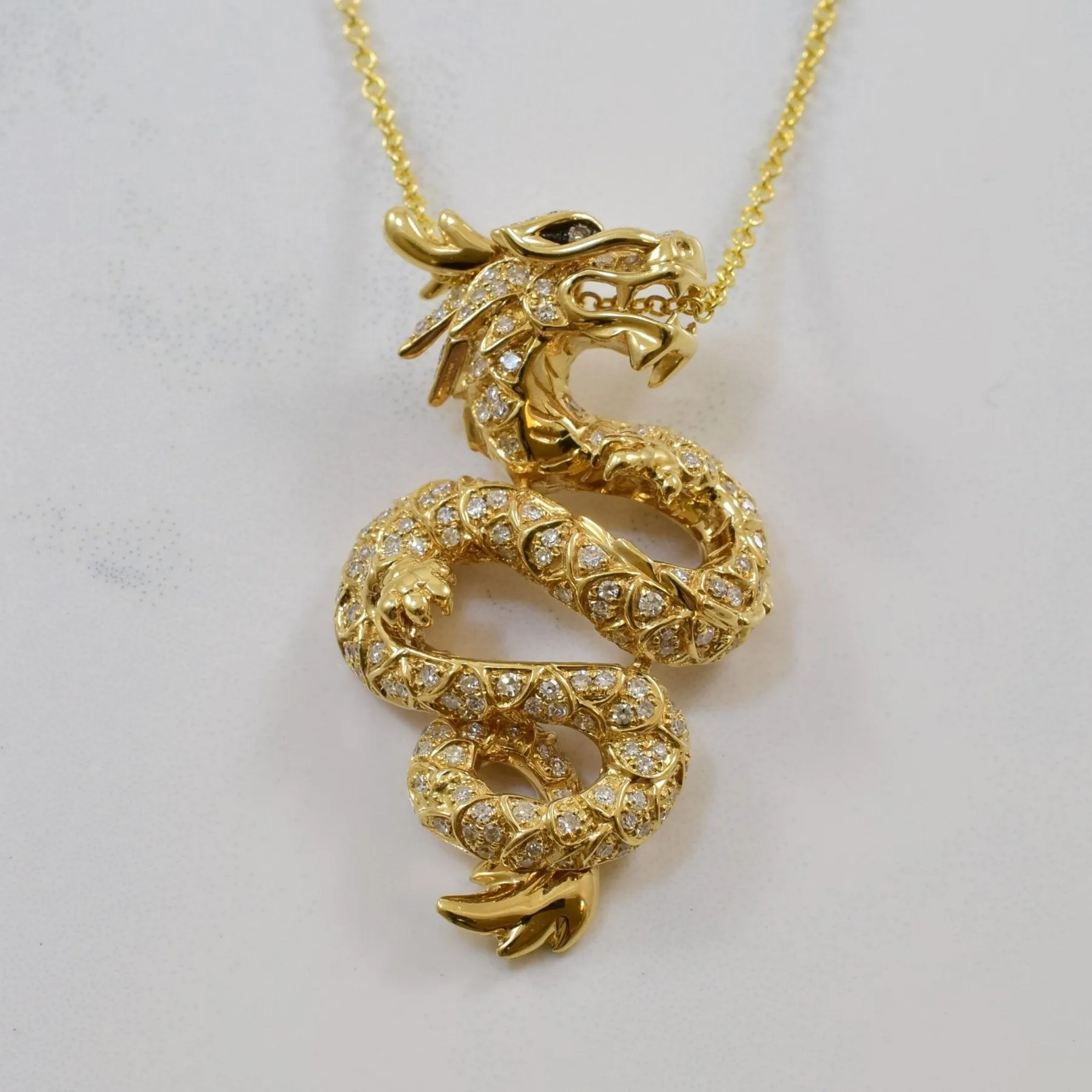 'Effy' Pave Diamond Dragon Necklace | 0.91ctw | 18" |