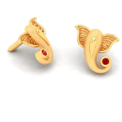 Elegant 22k Gold Ganesha Earrings With Stone From Online Exclusive