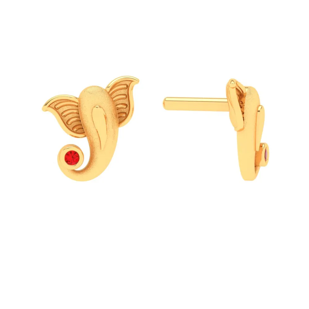 Elegant 22k Gold Ganesha Earrings With Stone From Online Exclusive