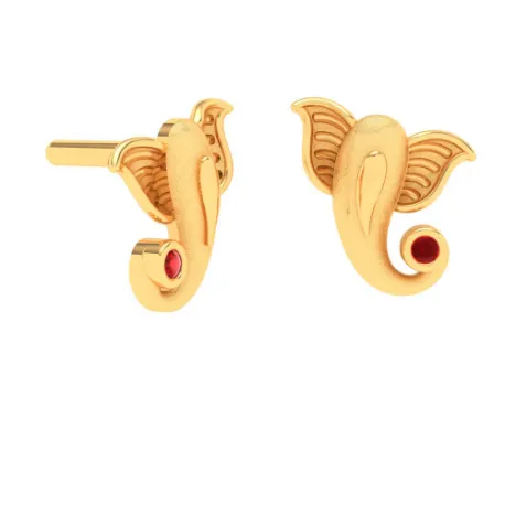 Elegant 22k Gold Ganesha Earrings With Stone From Online Exclusive