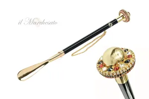 Elegant Glimmer: Crystal Shoehorn with 24K Gold-Plated