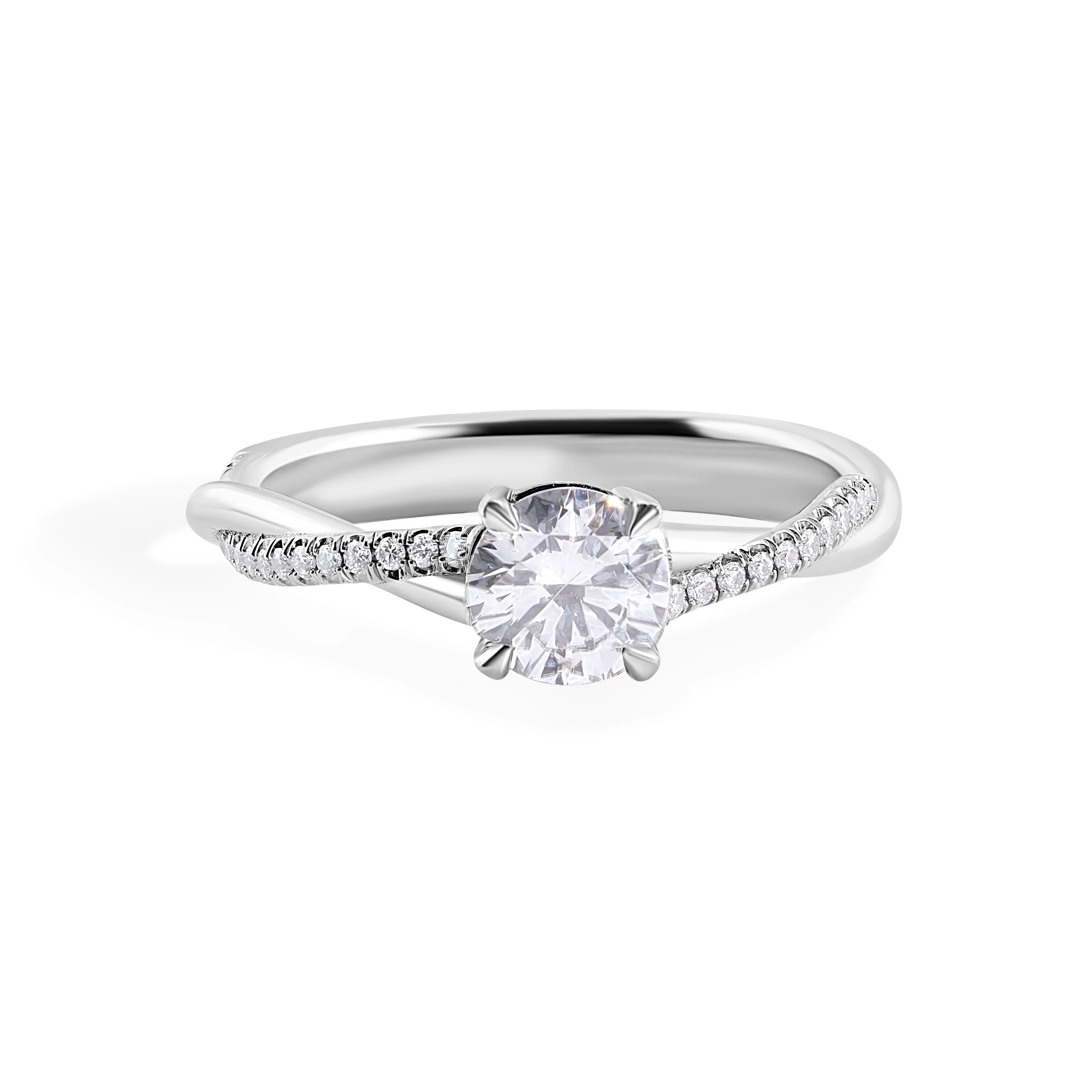 Elegant Twisted Shank Diamond Engagement Ring