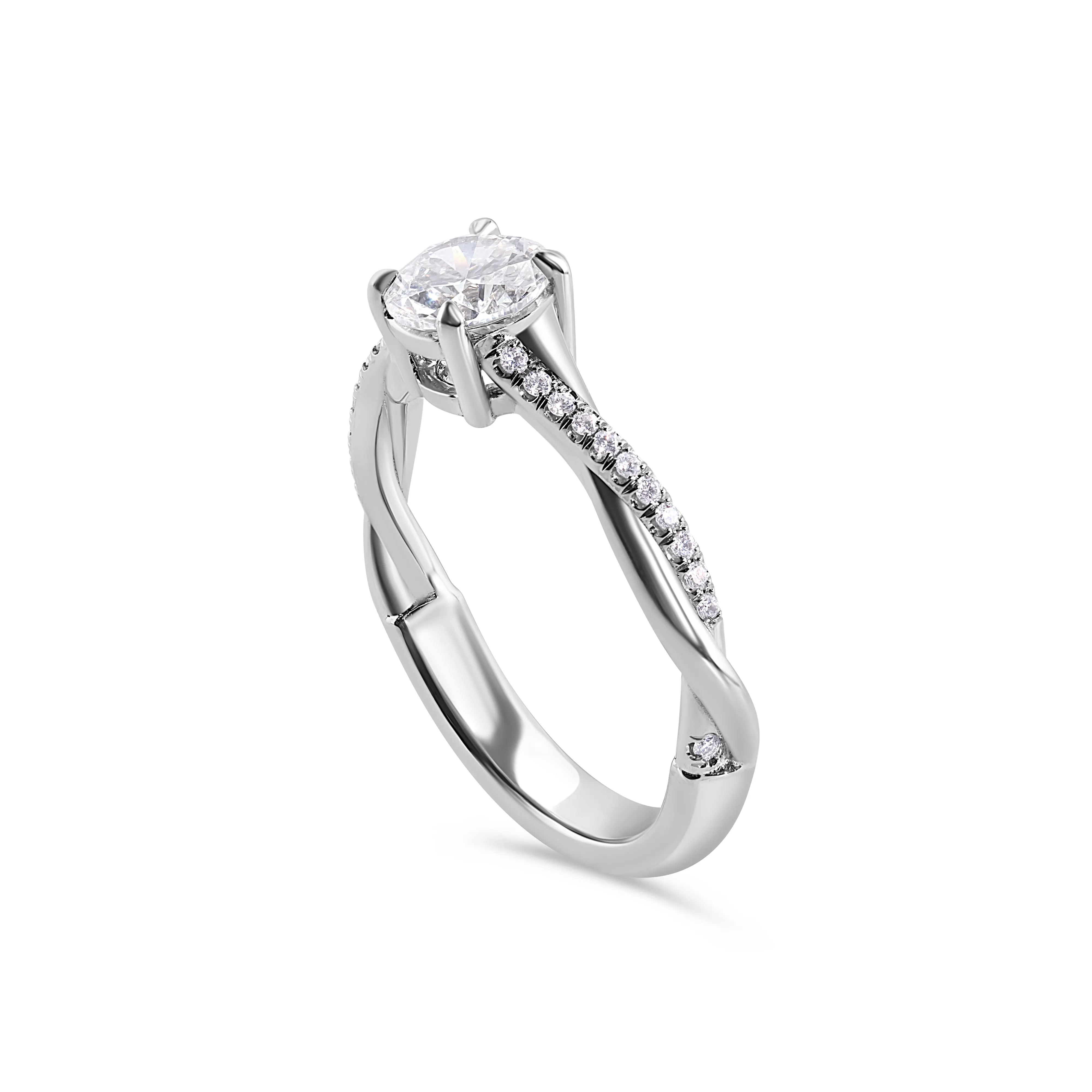 Elegant Twisted Shank Diamond Engagement Ring