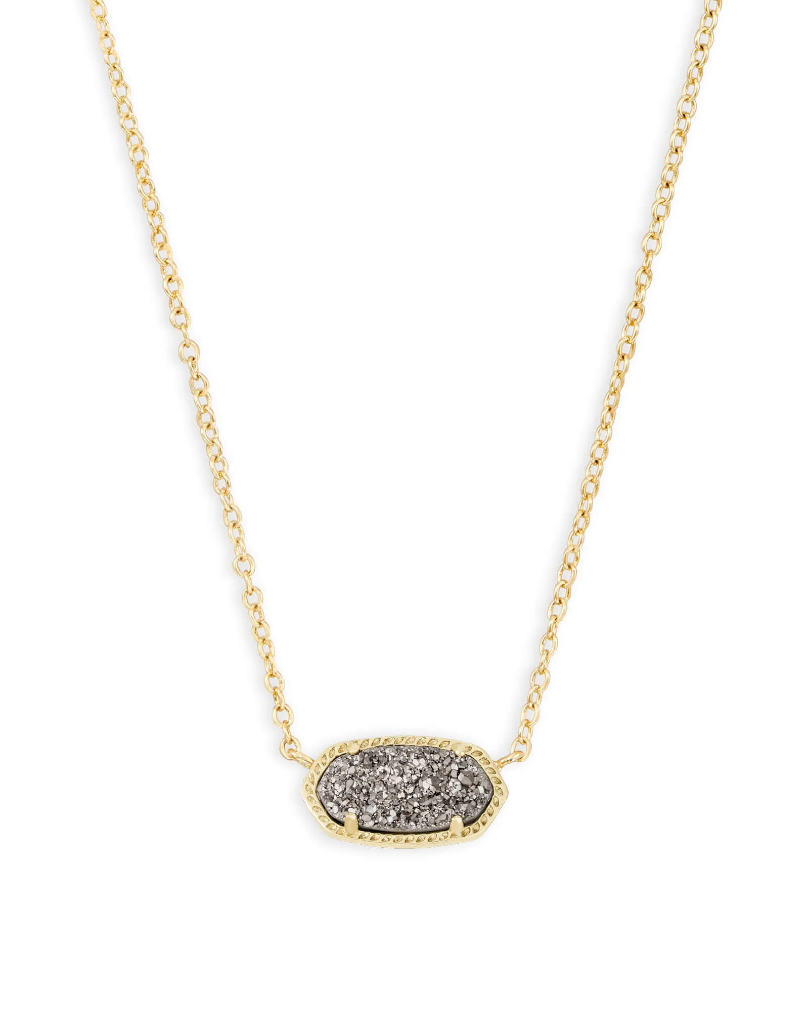 Elisa Gold Pendant Necklace In Platinum Drusy