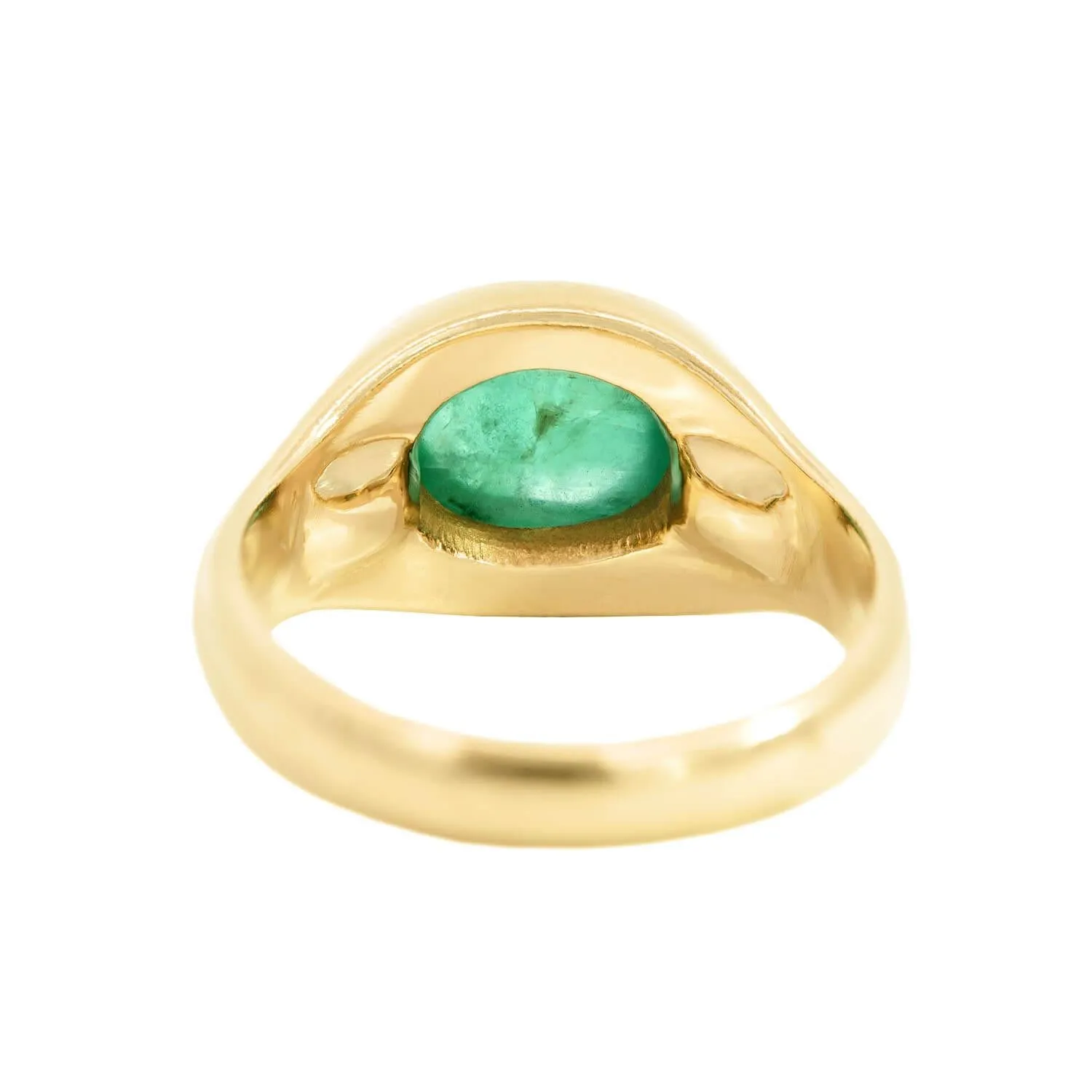 Estate 14k Sapphire and Emerald Cabochon Flush Mount Ring