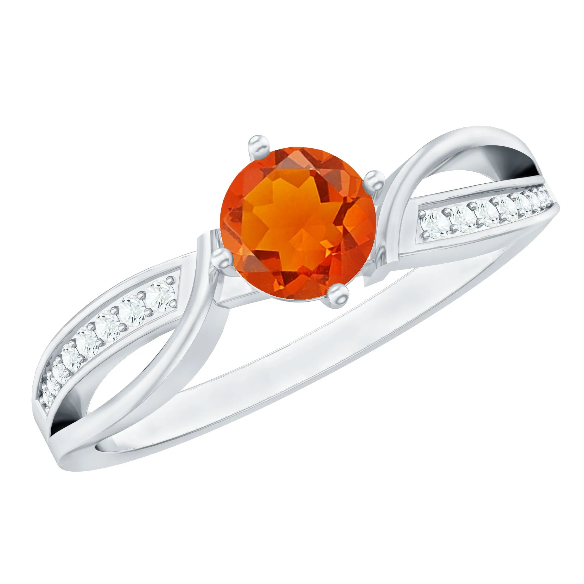 Fire Opal Solitaire Infinity Engagement Ring