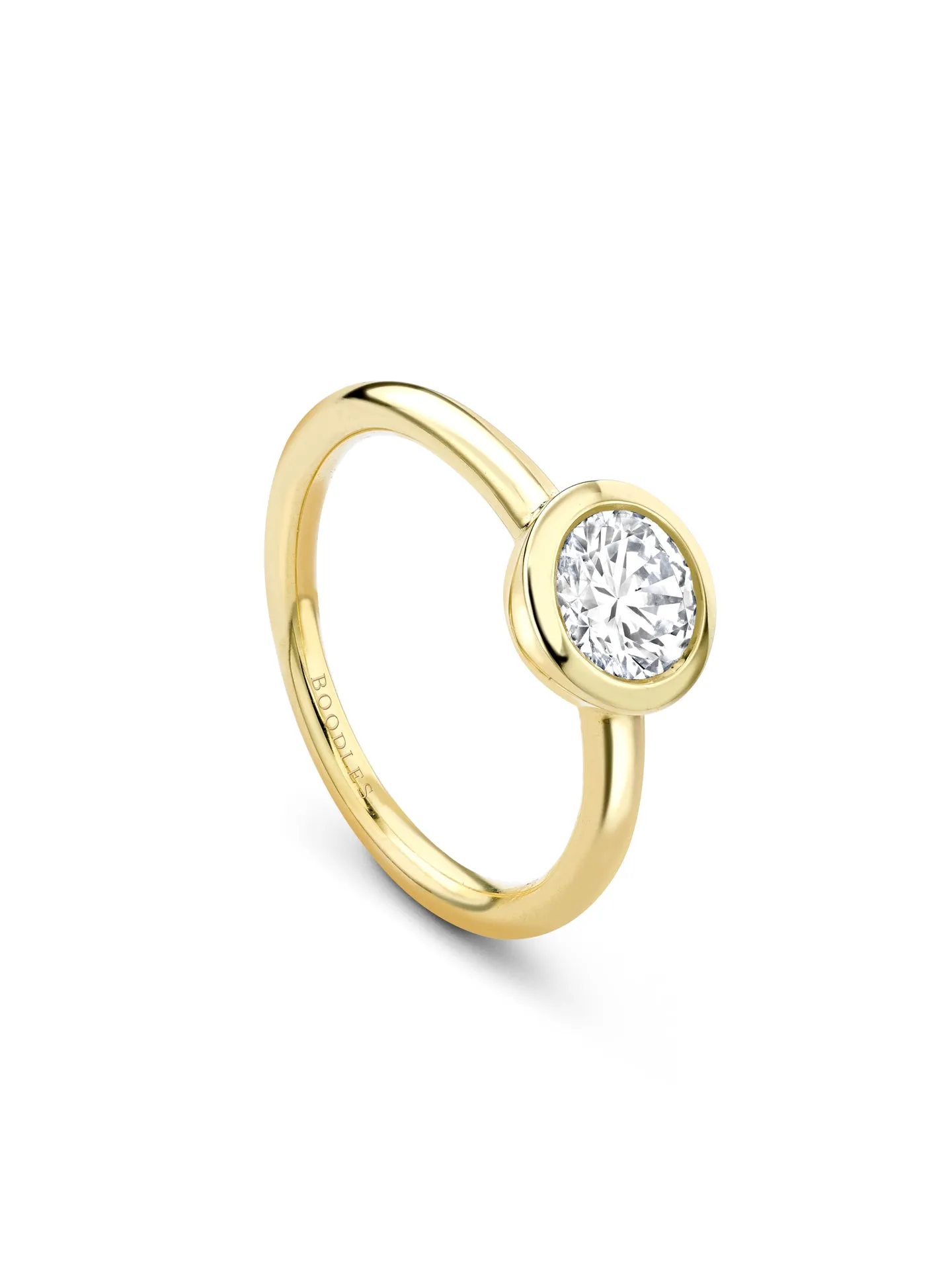 Florentine Round Diamond Yellow Gold Engagement Ring