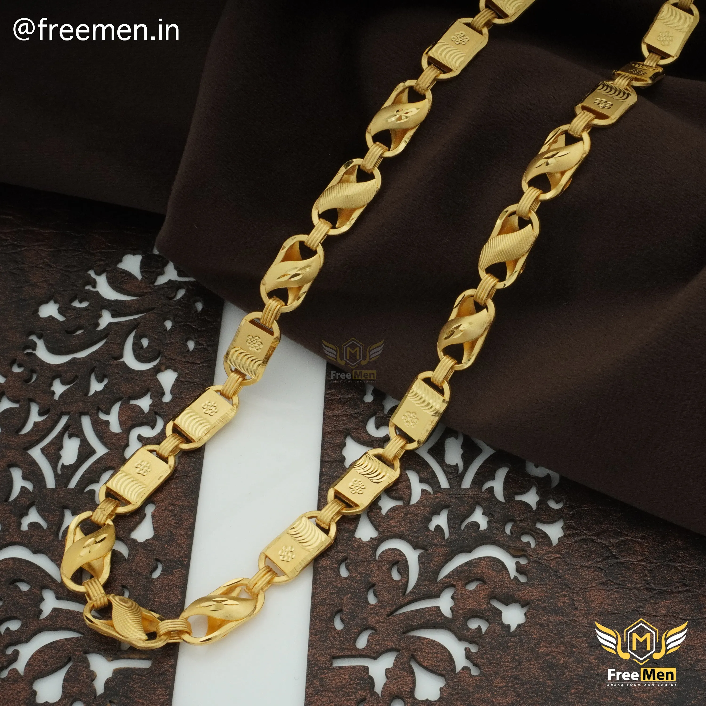 Freemen Elegant Nawabi Lotus Chain Gold Plated- FMGC14