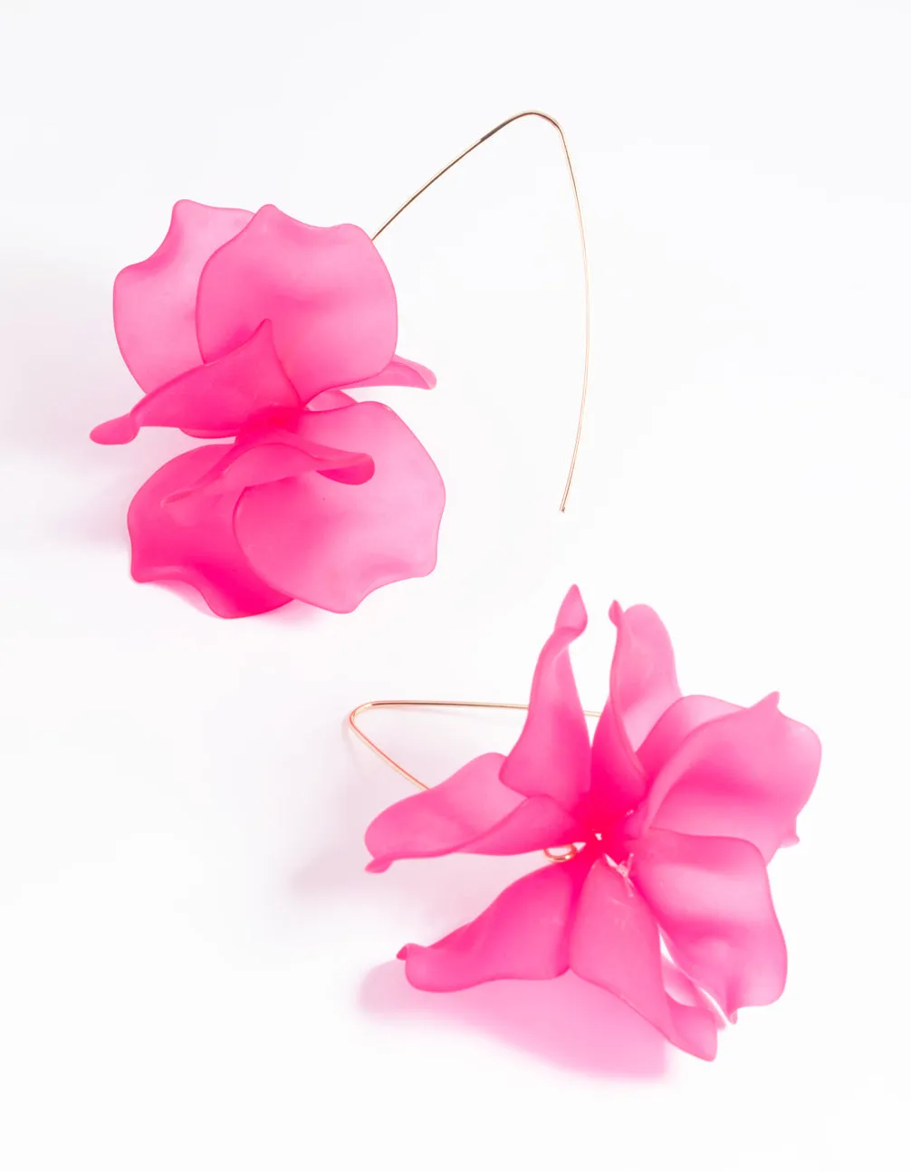 Fuchsia Frosted Flower Drop Earrings