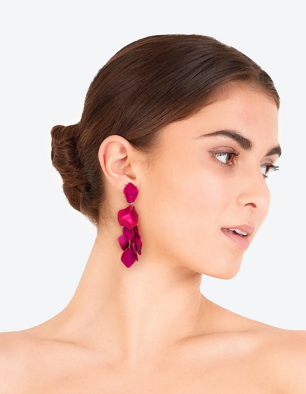 Fuchsia Petal Drop Earrings