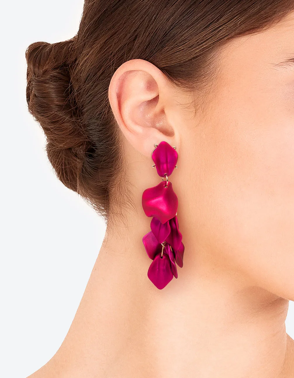 Fuchsia Petal Drop Earrings