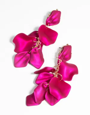 Fuchsia Petal Drop Earrings