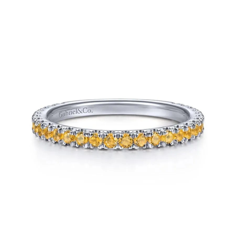 Gabriel & Co. 14K White Gold Citrine Stacklable Ring