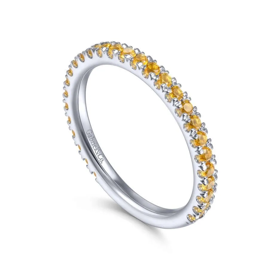 Gabriel & Co. 14K White Gold Citrine Stacklable Ring