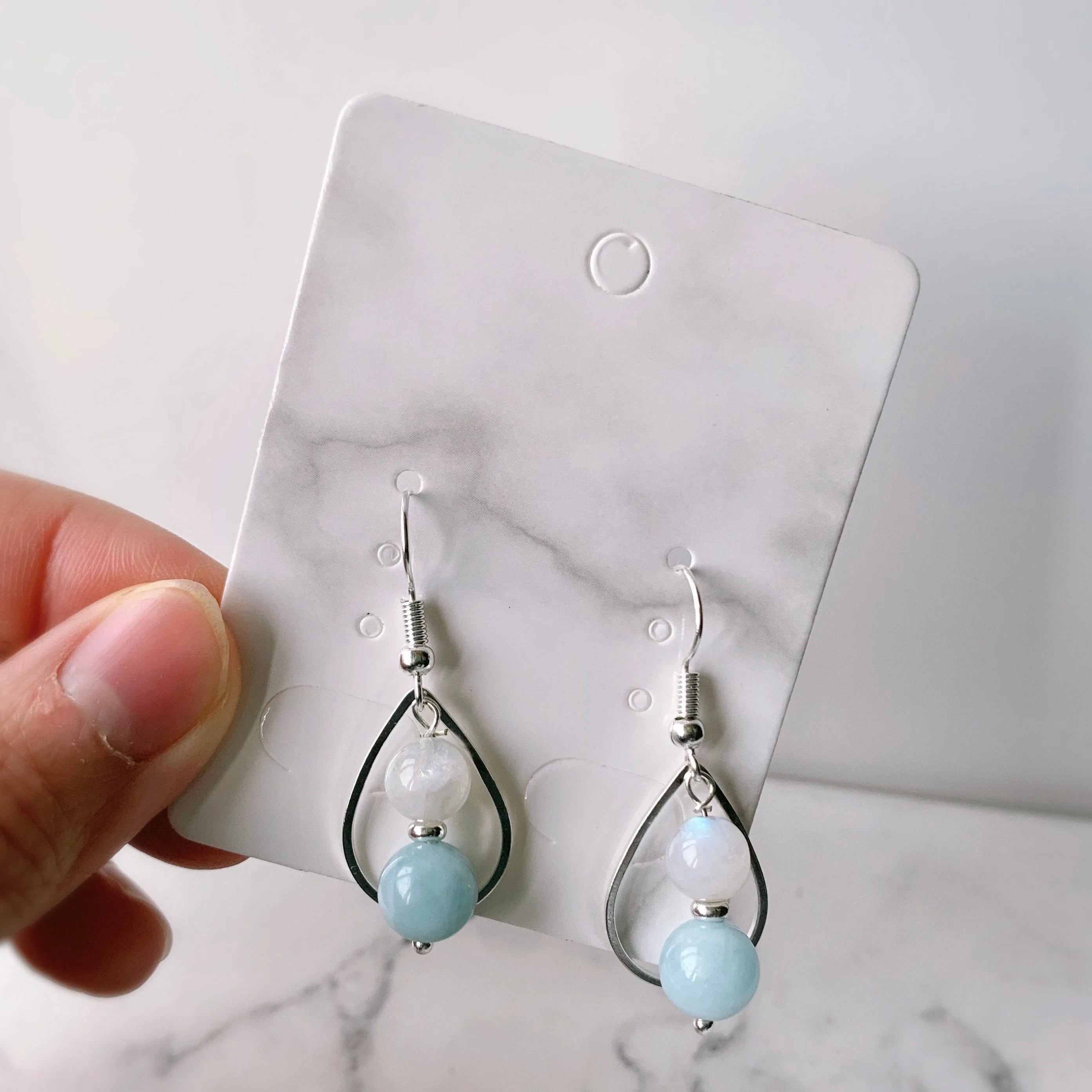 Gemstone Water-drop Aquamarine Earrings