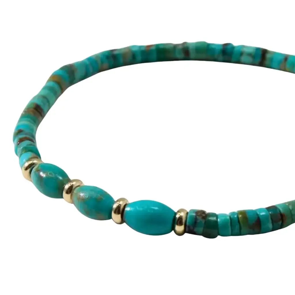 Genuine Turquoise & 14K Gold Bracelet