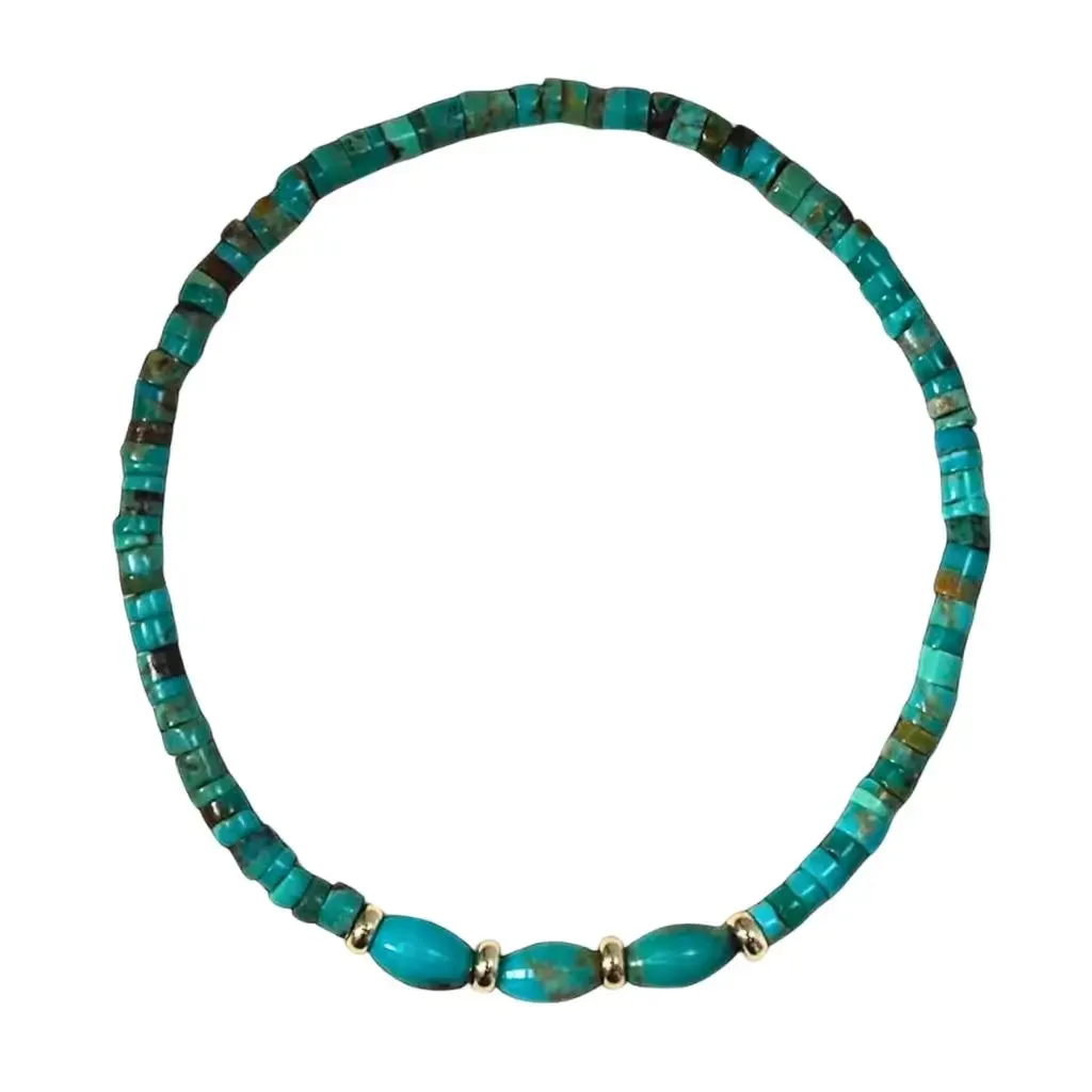 Genuine Turquoise & 14K Gold Bracelet