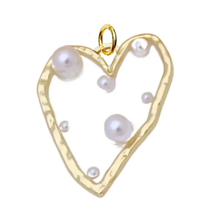 Glass Pearl Heart Charm