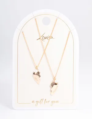 Gold Best Friend Pearl Heart Necklace Pack