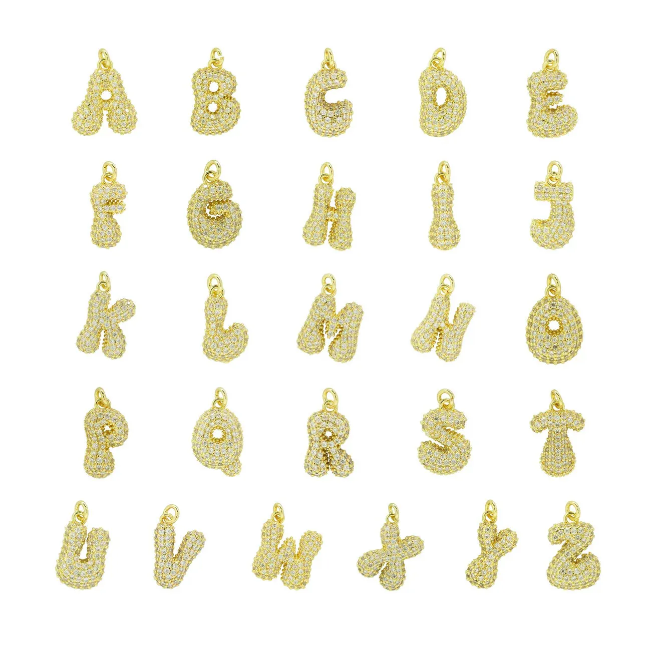 Gold CZ Bubble Initial charm