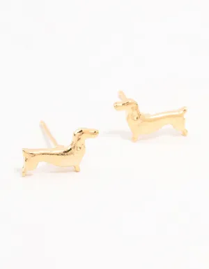 Gold Dachshund Stud Earrings