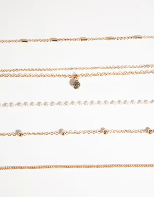 Gold Diamante & Pearl Choker 6-Pack