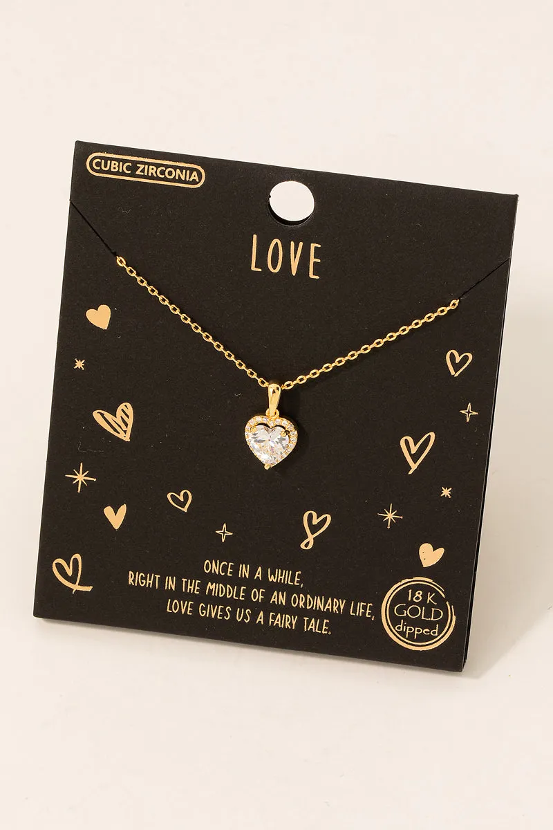 Gold Dipped Love Heart Pendant Necklace